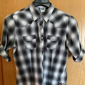 HARLEY DAVIDSON SIGNATURE SHIRT, L, PEARL BUTTONS,